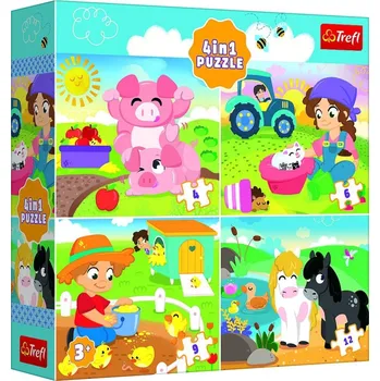 Dětské zboží Trefl Puzzle 4v1 Zvířátka na vsi 18,5x16cm v krabici