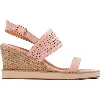 Dámské sandále Pudrové děrované sandály na klínku 7210P Velikost: 38