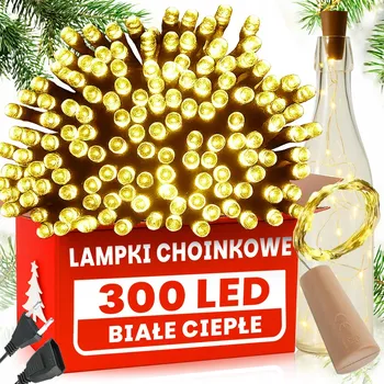 Vánoční dekorace VÁNOČNÍ OSVĚTLENÍ NA STROMEČEK 300 LED TEPLÁ BÍLÁ VNITŘNÍ VENKOVNÍ +