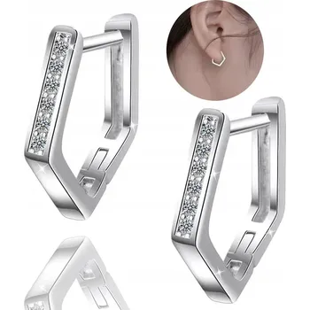 Náušnice Stříbrné náušnice RYZOST 925 se Zirkony STŘÍBRO Pětiúhelníkové Dámské