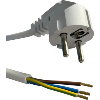 elektrický kabel Flexo PVC šňůra 863157-3-54/2, 3Gx1,5, dutinky, úhlová vidlice, bílá - 2 m