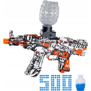 Dětská zbraň GELOVÁ KULIČKOVÁ PISTOLE PUŠKA AUTOMAT MP5 BÍLO-ČERVENÁ + 500 KULIČEK