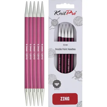 Jehlice KnitPro ponožkové jehlice ZING 15 cm / 6 mm