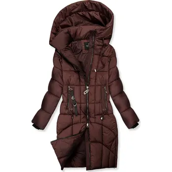 Prodloužená dámská zimní bunda burgundy