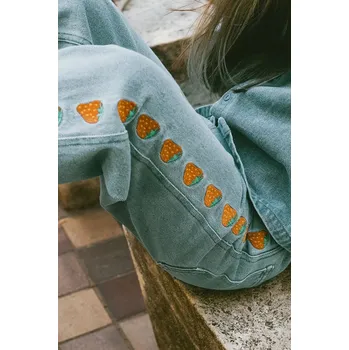 Dětské rifle Tinycottons STRAWBERRIES EMBROIDERED JEANS SS25.247 modrá 55X, vel. 104