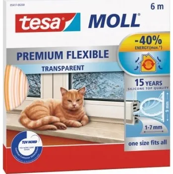 Těsnění do okna a dveří TESA SILIKONOVÉ TĚSNĚNÍ OKEN PRŮHLEDNÉ 6M