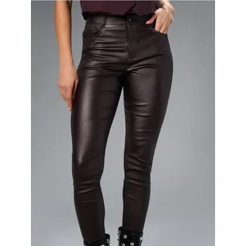 Dámské kalhoty Sinsay - Koženkové kalhoty - hnědá - 743FJ-98X - 743FJ-98X-XS