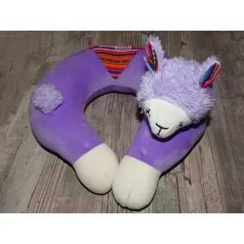 Dekorativní polštářek Cestovní polštář lama (fialový)