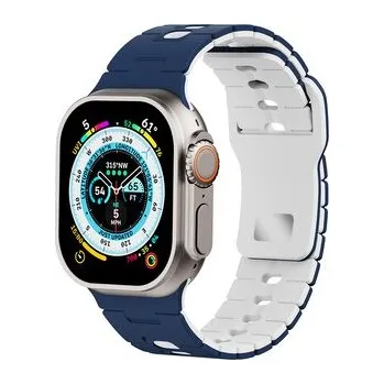 Chytré hodinky Perforovaný dvojbarevný řemínek pro Apple Watch 38/40/41/42(S10)mm,Tmavěmodro-Bílý