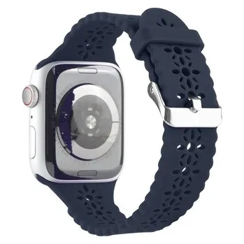 Chytré hodinky Řemínek s perforováním a přezkovým zapínáním pro Apple Watch 42/44/45/46/49mm,Tmavě Modrý