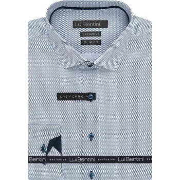 Pánská košile Pánská košile Lui Bentini, modrobílá puntíkovaná LDS246, dlouhý rukáv, slim fit, vel. 38