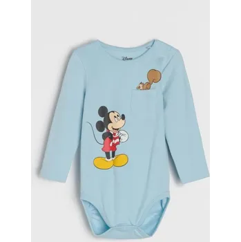 Sinsay - Body s potiskem a kapsou Mickey Mouse - světle modrá - 801EM-50X - 801EM-50X-68