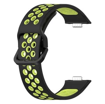 Chytré hodinky Dvojbarevný perforovaný řemínek pro Huawei Fit 3,Černo-Zelená