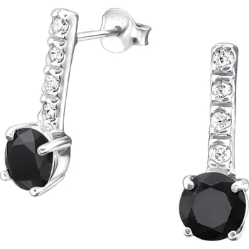 Náušnice Atreya Stříbrné puzetové náušnice zirkonový pás