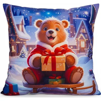 Polštář Vánoční polštář CHRISTMAS TEDDY BEAR 40x40 cm Mybesthome Varianta: Povlak na polštář s výplní, 40x40 cm