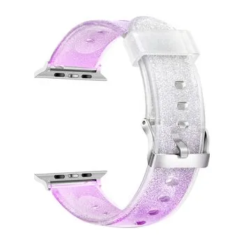 Chytré hodinky Průhledný třpytivý řemínek pro Apple Watch 42/44/45/46/49mm,Růžová