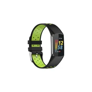 Chytré hodinky Perforovaný řemínek pro Fitbit Charge 5,Černo-Zelený
