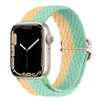 Chytré hodinky Pletený řemínek se sponou pro Apple Watch 38/40/41/42(S10)mm,Žluto-mentolový