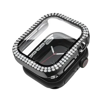 Chytré hodinky Ochranné dvojité kamínkové pouzdro se sklíčkem pro Apple Watch 38mm,Černý