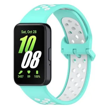 Chytré hodinky Perforovaný řemínek pro Samsung Galaxy Fit 3,Tyrkysovo-Bílý