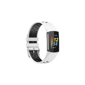 Chytré hodinky Perforovaný řemínek pro Fitbit Charge 5,Bílo-Černý