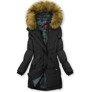 Černá zimní bunda s šedým plyšem