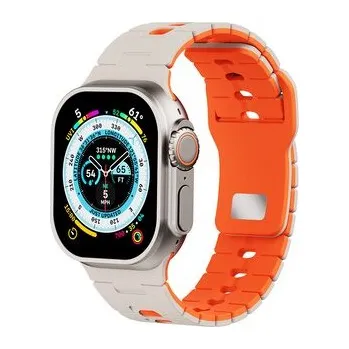 Chytré hodinky Perforovaný dvojbarevný řemínek pro Apple Watch 38/40/41/42(S10)mm,Béžovo-oranžový