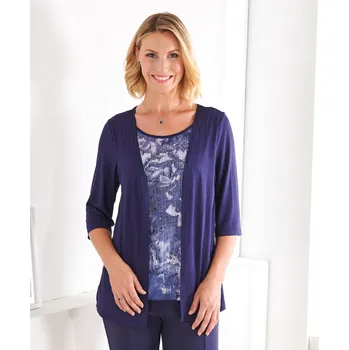 Dámské tričko Kardigan 2 v 1 tmavě modrá XL