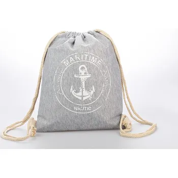 Sportovní vak Sportovní stahovací pytlík s kotvou šedá 41x32 cm