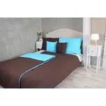 Jednobarevné bavlněné povlečení modrá/hnědá dvoulůžko 220x200 + 2ks 70x90 cm 220 x 200 cm 70 x 90 cm