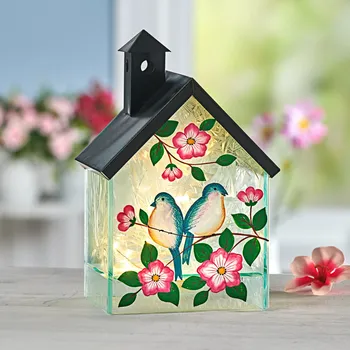 Vánoční dekorace LED ptačí domeček 20,5 x 13,5 x 10 cm