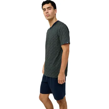 Pánské pyžamo Pánské bavlněné pyžamo s krátkými kalhotami a geometrickým vzorem Vamp 23653 blue velikost 5XL