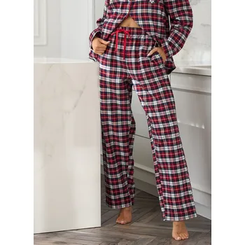 Dámské pyžamo Dámské pyžamové kalhoty L&L 2477 ROXY červená FLANEL M 0