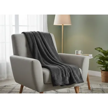 Přehoz na lůžko Přehoz na křeslo - mikrovláknový pléd CAROL grafitová 70x160 cm Mybesthome