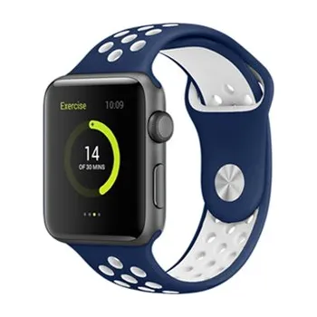 Chytré hodinky Perforovaný řemínek pro Apple Watch 38/40/41/42(S10)mm,Tmavěmodro-Bílý