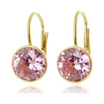 Náušnice Dámské zlacené stříbrné náušnice s růžovými zirkony STNAU2037F