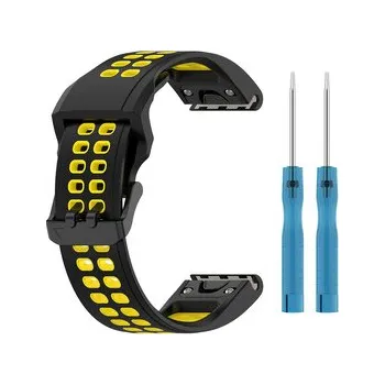 Chytré hodinky QuickFit perforovaný řemínek s přezkou 22mm,Černo-žlutý