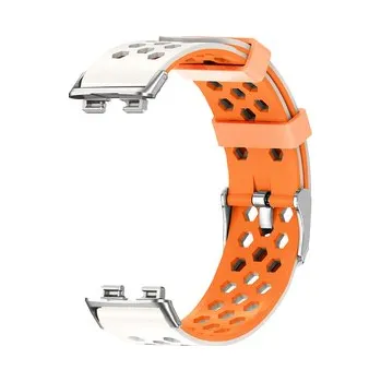 Chytré hodinky Perforovaný řemínek s přezkou Huawei Band 8/9/10,Béžovo-oranžová