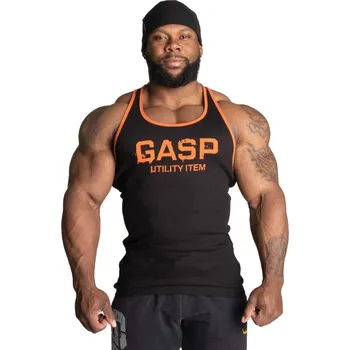 Pánské tílko Gasp RIBBED T-BACK BLACK/FLAME - tílko Gasp černo-oranžové Velikost: S