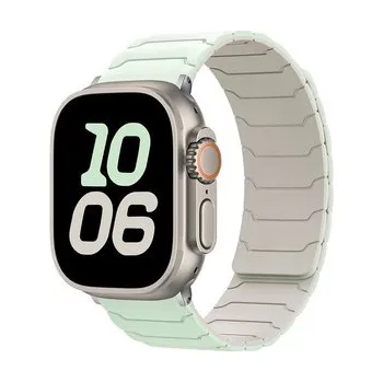 Chytré hodinky Silikonový magnetický řemínek pro Apple Watch 42/44/45/46/49mm,Mentolovo-bílý