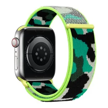 Chytré hodinky Nylonový řemínek kamufláž pro Apple Watch 42/44/45/46/49mm,Světle-zelená kamufláž