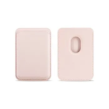 Magsafe magnetická koženková peněženka na telefon,Světle Růžová