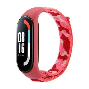 Chytré hodinky Nylonový řemínek kamufláž Mi Band 8/9/10,Červená kamufláž