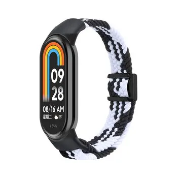 Chytré hodinky Pletený náramek s magnetickým zapínáním Mi band 8/9/10,Černo-Bílý