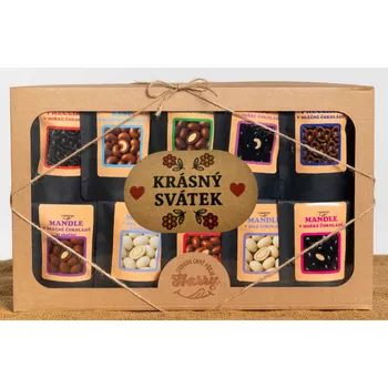 Dárková krabička Dárková sada křupavých preclíků a sladkých mandlí mix 10ks krásný svátek (Dárková sada křupavých preclíků a sladkých mandlí mix 10ks krásný svátek)