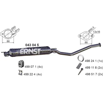 Tlumič výfuku Střední tlumič výfuku ERNST 043045