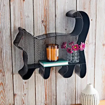 Drátěná police Polička Kočka černá