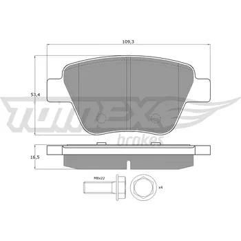 Brzdová destička Sada brzdových destiček, kotoučová brzda TOMEX Brakes 1659