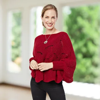 Pončo s rukávy tmavě červená Jednotná velikost.