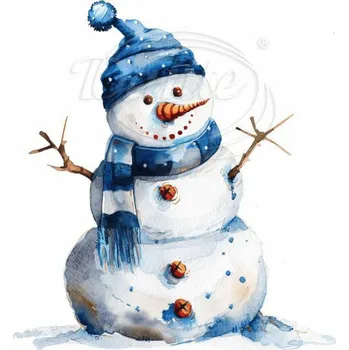 Textilní nažehlovací páska Dante Nažehlovačka Sněhulák se šálou modrý - 18 x 20 cm